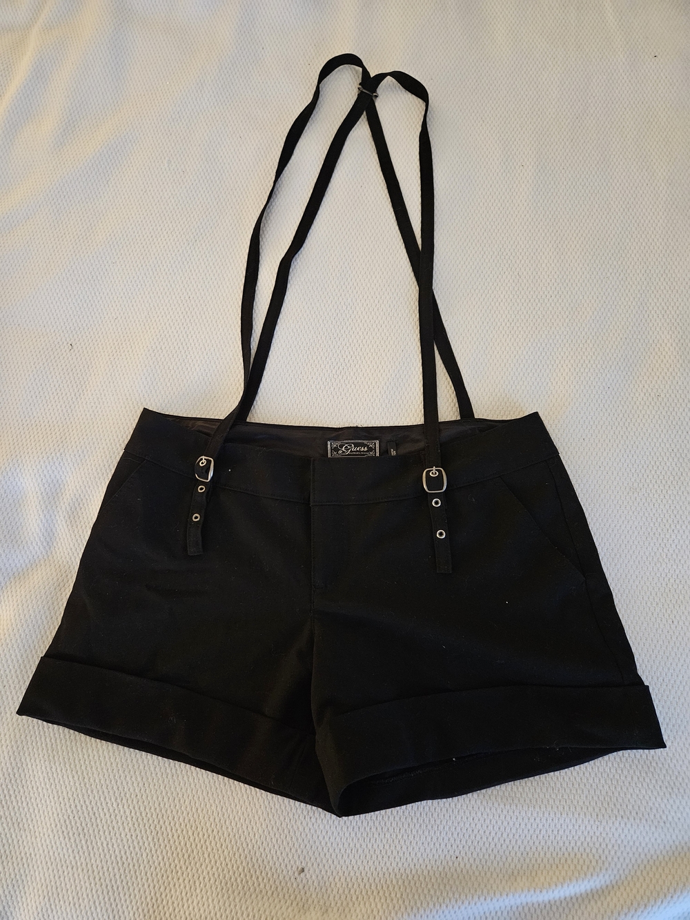 Guess Black Women's Shorts with Detachable Suspenders